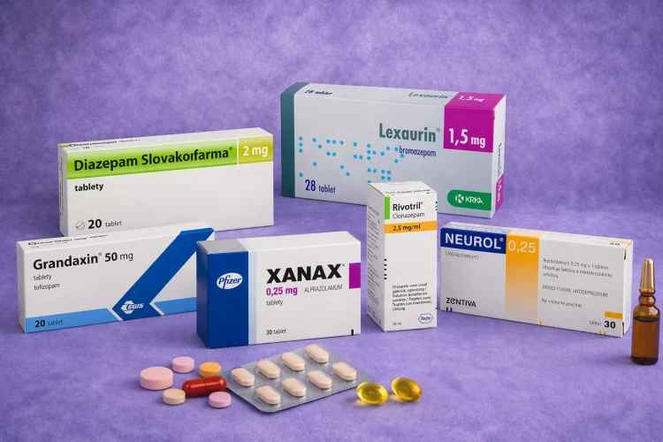 benzodiazepíny -zoznam liekov